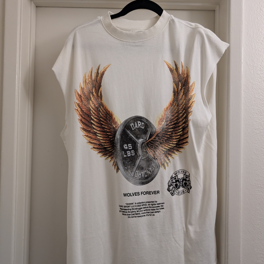 White Graphic Sleeveless Shirt